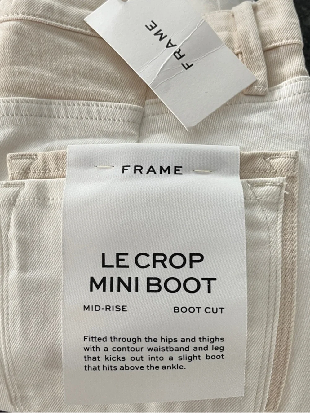 FRAME Le Crop Mini Boot denim pants in the two-tone Multi White Ecru Size 26 NWT - Picture 10 of 10